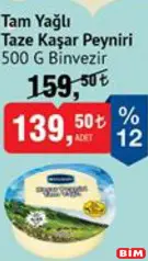 BİNVEZİR TAM YAĞLI TAZE KAŞAR PEYNİRİ 500 G